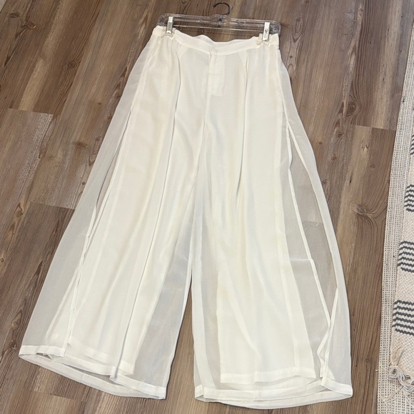 Miilla Clothing Pants - Miilla Clothing Sheer Cream Wide-Leg Pants